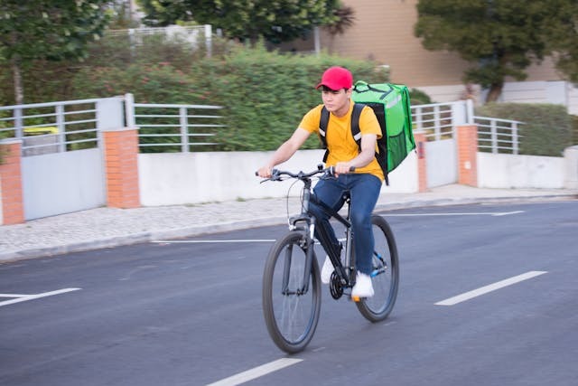 person riding a bike