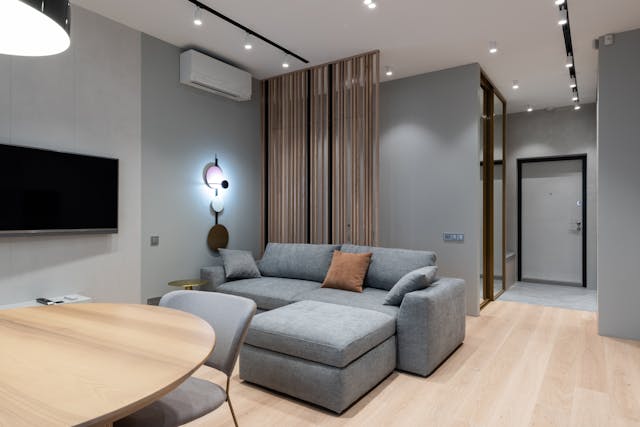 modern living room with hvac